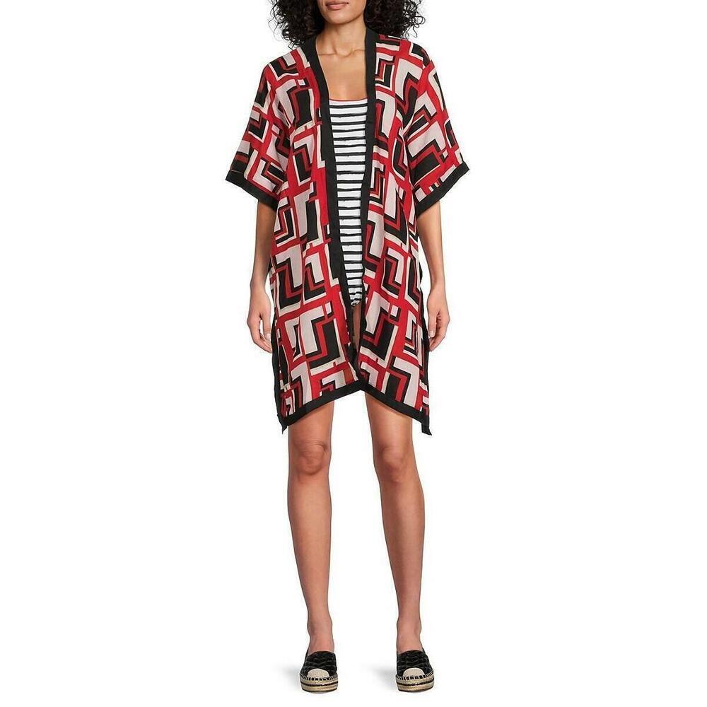 Karl Lagerfeld Paris Women's Double Colorblock Geometric Cover Up OS